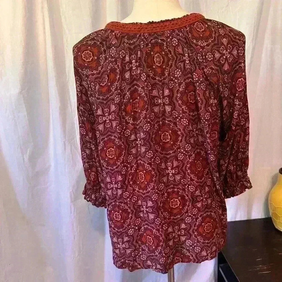 Collections By Bobeau 3XL 3/4 Sleeve Floral Rayon Blouse. - Picture 5 of 6